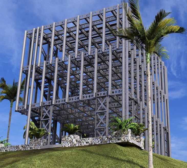 CoGrid steel chassis at multi-storey scale